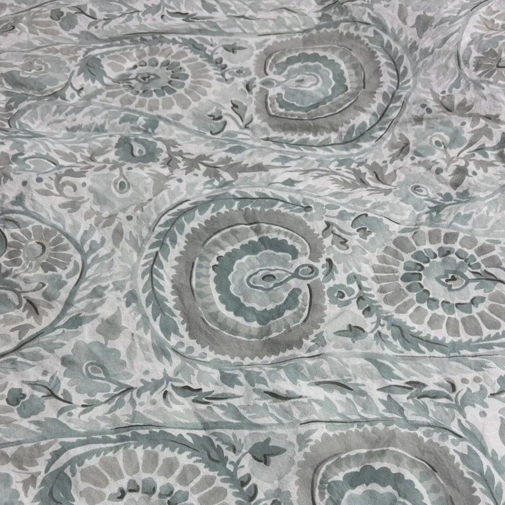 Pottery barn full/queen‎ remy paisley cotton duvet cover blues boho